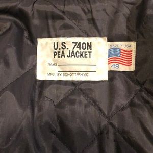 Schott NYC Black Leather Pea Jacket Style 140